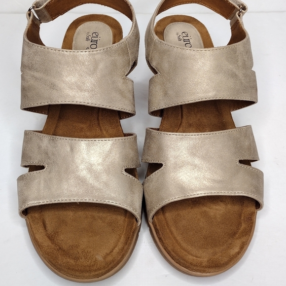 Euro By Soft Sadra Women's Gold Open Toe Comfort Wedge Sandals - Picture 7 of 15